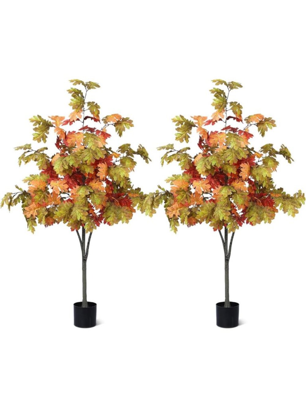 2 Pcs 5Ft Fall Tree Decor with Large Maple Leaves - Autumn Home Decoration